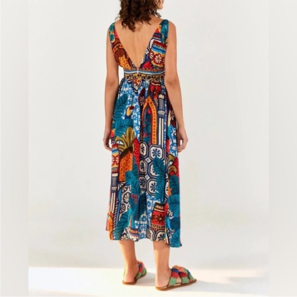 Farm Rio Forest Tiles Midi Dress Size M Medium - Picture 3 of 3